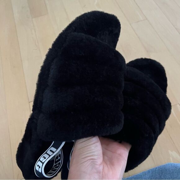 UGG Fluff Yeah Slide Sandal in Black 10 - Picture 9 of 12